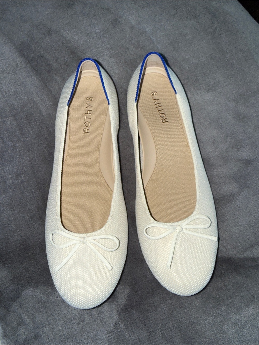 Rothy’s The Ballet Flat Gardenia Ivory Bow Knit Flats Size 10 - Picture 3 of 10